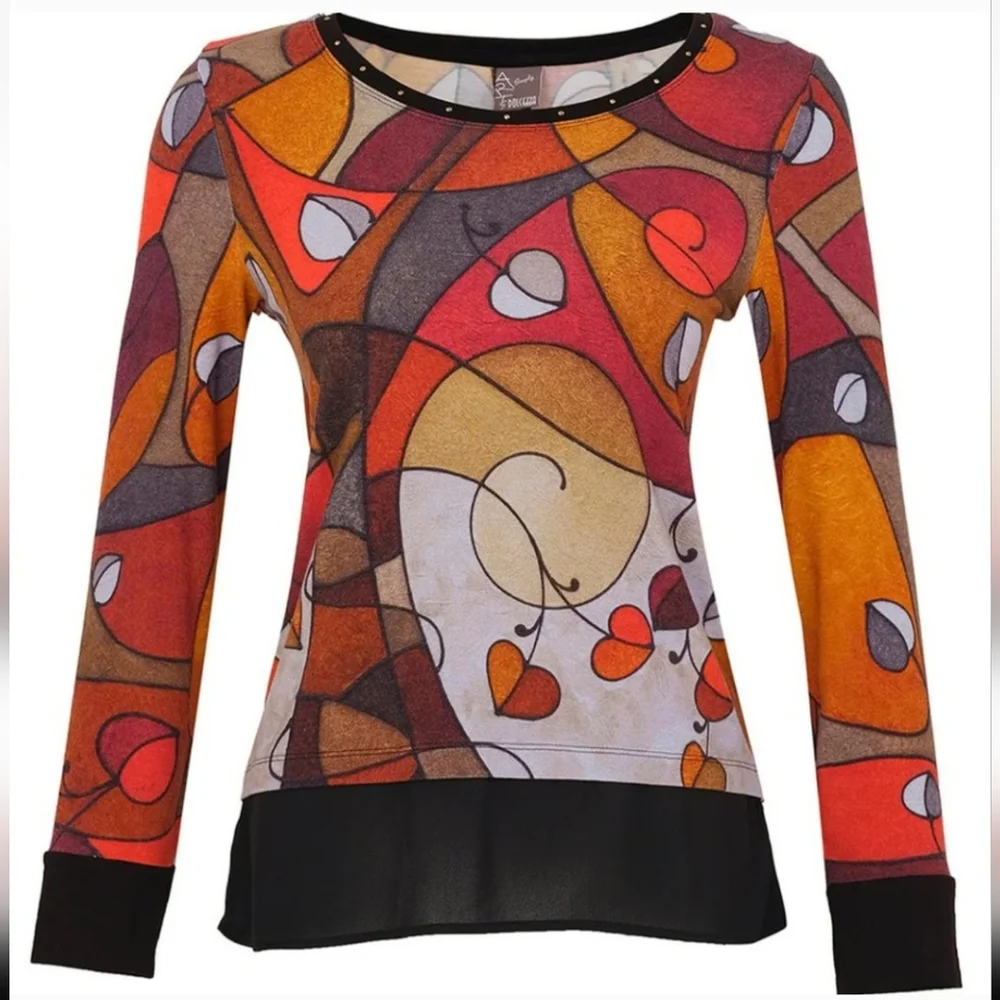 Dolcezza Simply Art | Heart Leaves Abstract Tunic Top * NWT - Picture 11 of 12